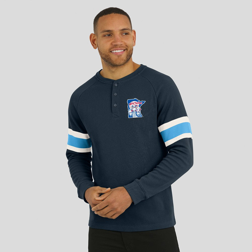 Minnesota Twins Darius Rucker Collection by Fanatics Waffle-Knit Raglan Long Sleeve Henley T-Shirt | MLB Outlet