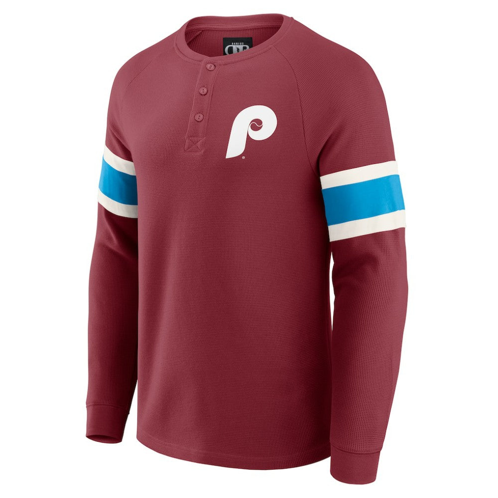 Philadelphia Phillies Darius Rucker Collection by Fanatics Waffle-Knit Raglan Long Sleeve Henley T-Shirt | MLB For sale