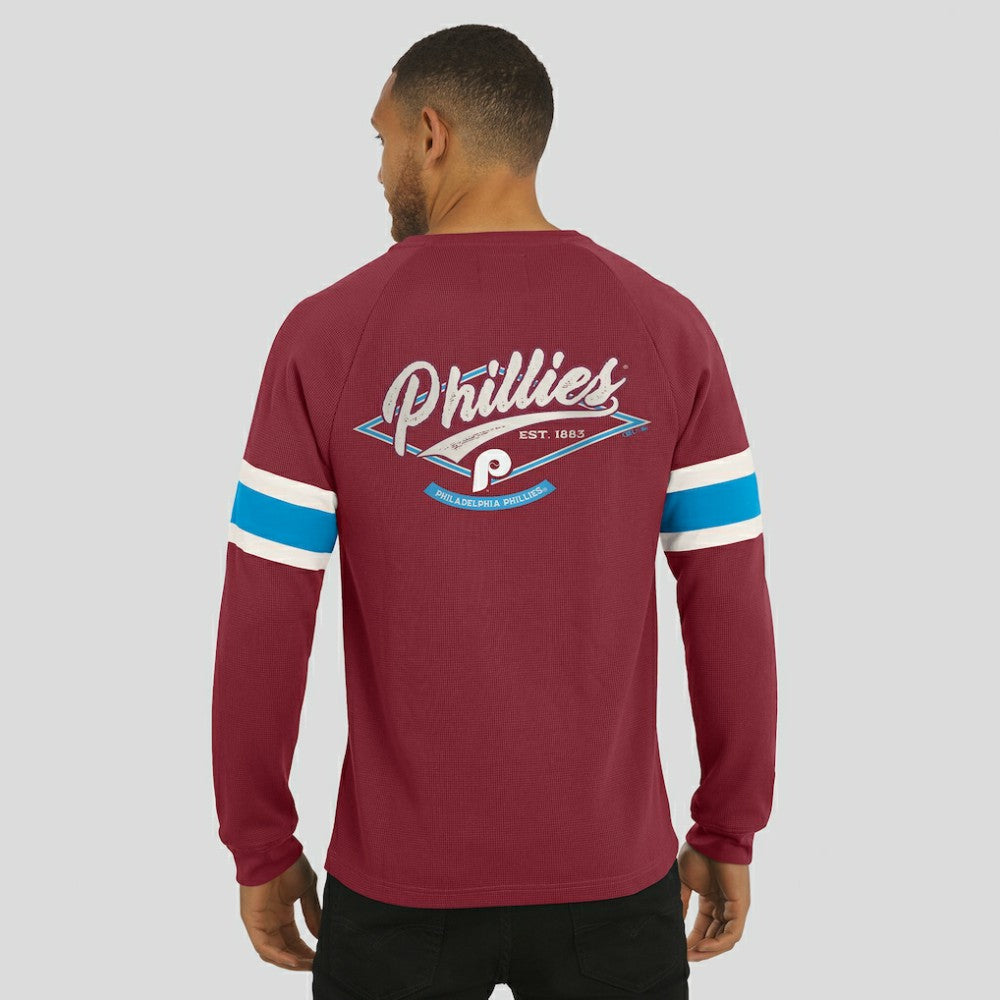 Philadelphia Phillies Darius Rucker Collection by Fanatics Waffle-Knit Raglan Long Sleeve Henley T-Shirt | MLB For sale