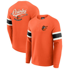 Baltimore Orioles Darius Rucker Collection by Fanatics Waffle-Knit Raglan Long Sleeve Henley T-Shirt | MLB New