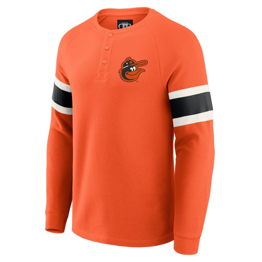 Baltimore Orioles Darius Rucker Collection by Fanatics Waffle-Knit Raglan Long Sleeve Henley T-Shirt | MLB New