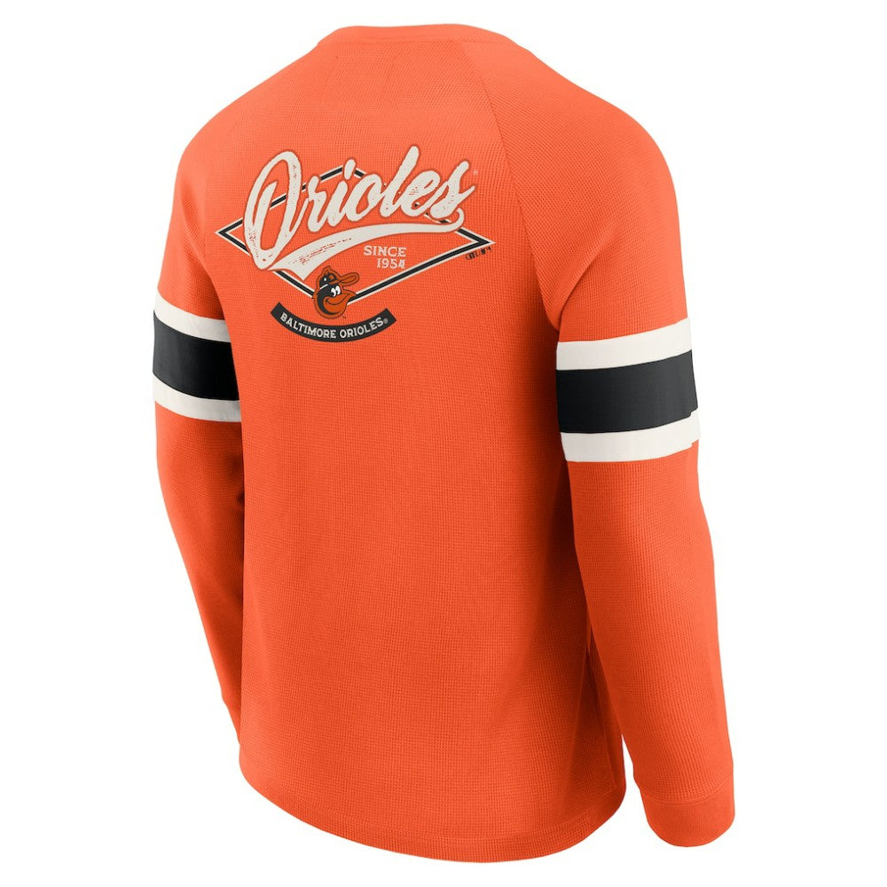 Baltimore Orioles Darius Rucker Collection by Fanatics Waffle-Knit Raglan Long Sleeve Henley T-Shirt | MLB New