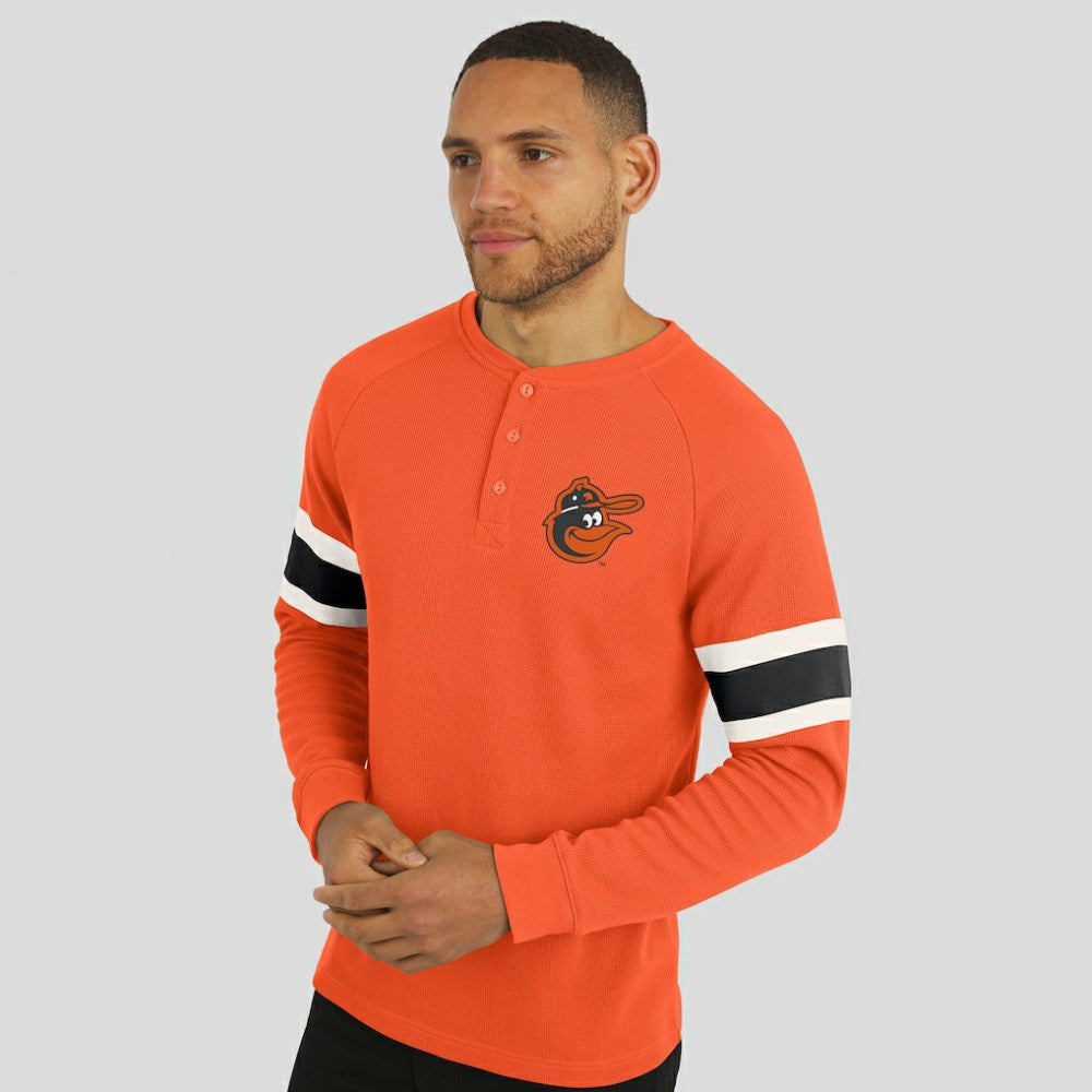 Baltimore Orioles Darius Rucker Collection by Fanatics Waffle-Knit Raglan Long Sleeve Henley T-Shirt | MLB New