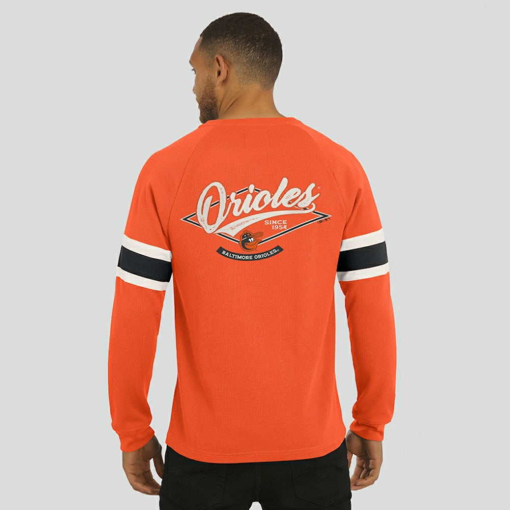 Baltimore Orioles Darius Rucker Collection by Fanatics Waffle-Knit Raglan Long Sleeve Henley T-Shirt | MLB New