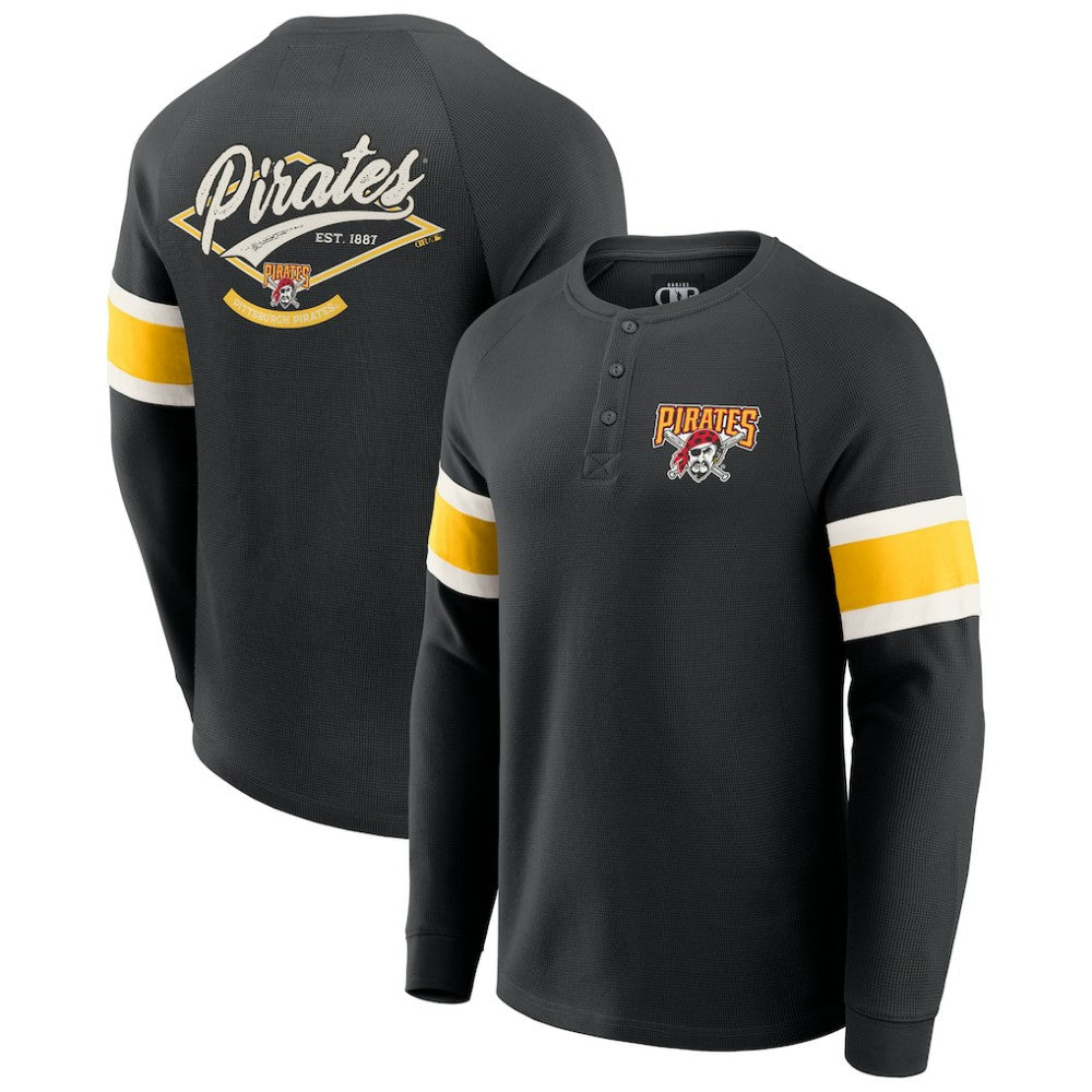 Pittsburgh Pirates Darius Rucker Collection by Fanatics Waffle-Knit Raglan Long Sleeve Henley T-Shirt | MLB Discount