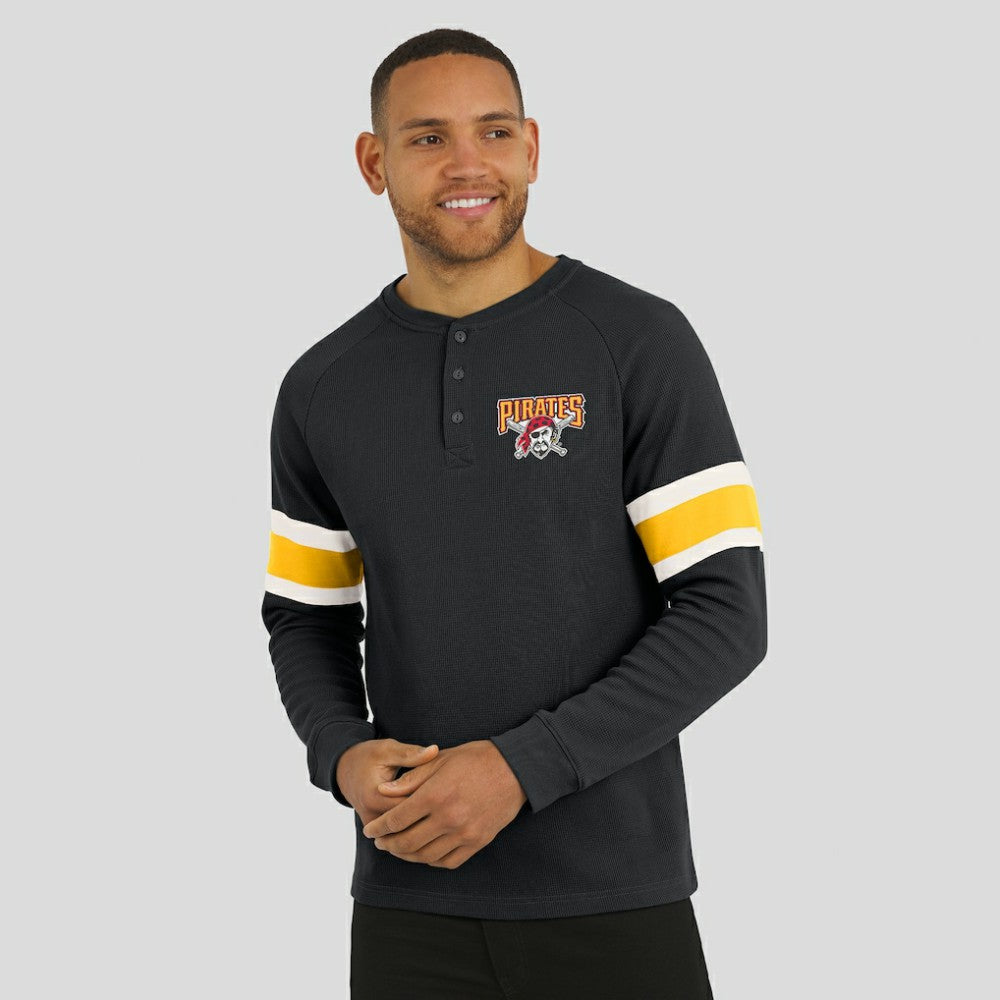 Pittsburgh Pirates Darius Rucker Collection by Fanatics Waffle-Knit Raglan Long Sleeve Henley T-Shirt | MLB Discount