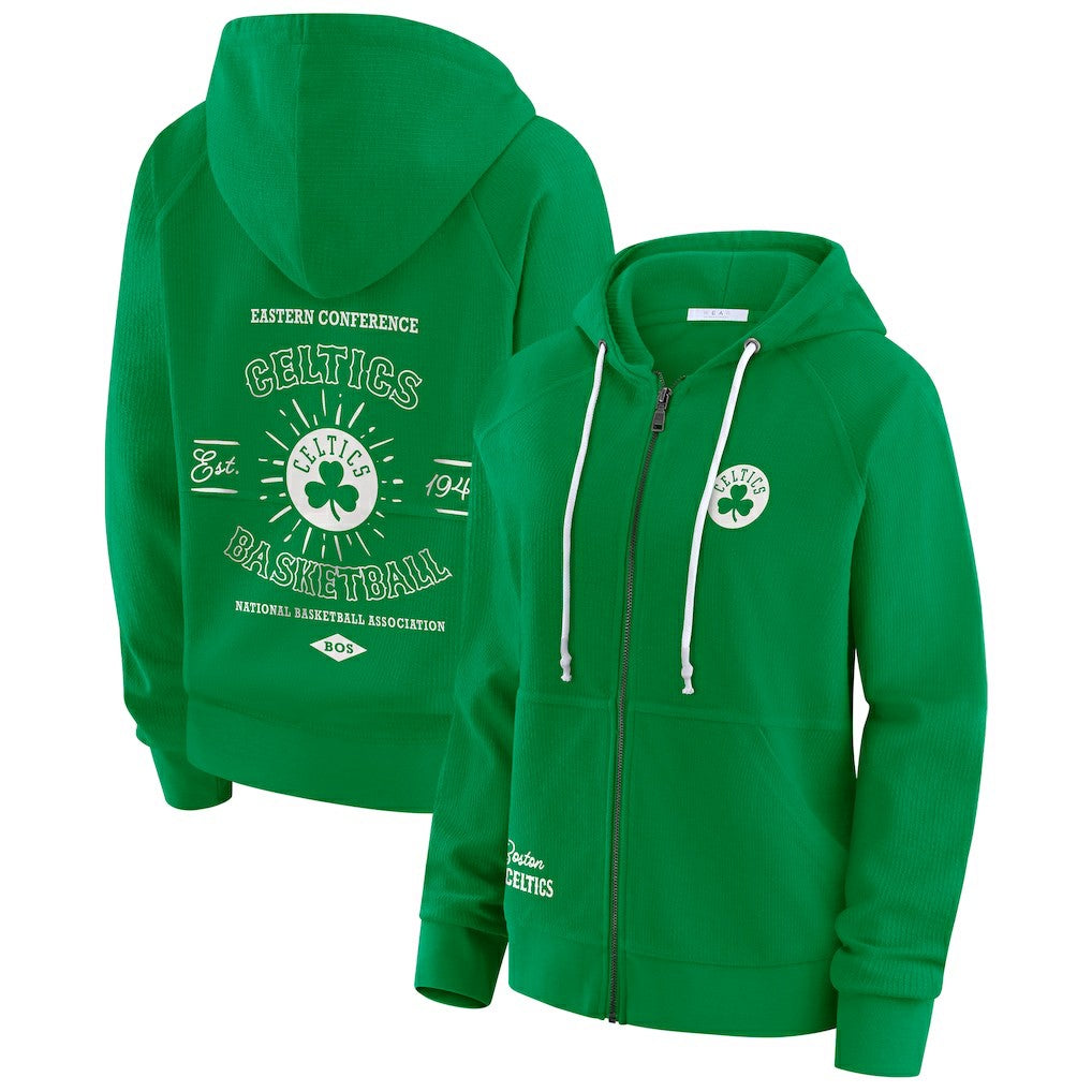 Boston Celtics WEAR by Erin Andrews Women's Vintage Full-Zip Raglan Hoodie Online