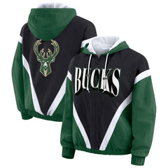 Milwaukee Bucks WEAR by Erin Andrews Women's Colorblock Full-Zip Hoodie Windbreaker Jacket Online