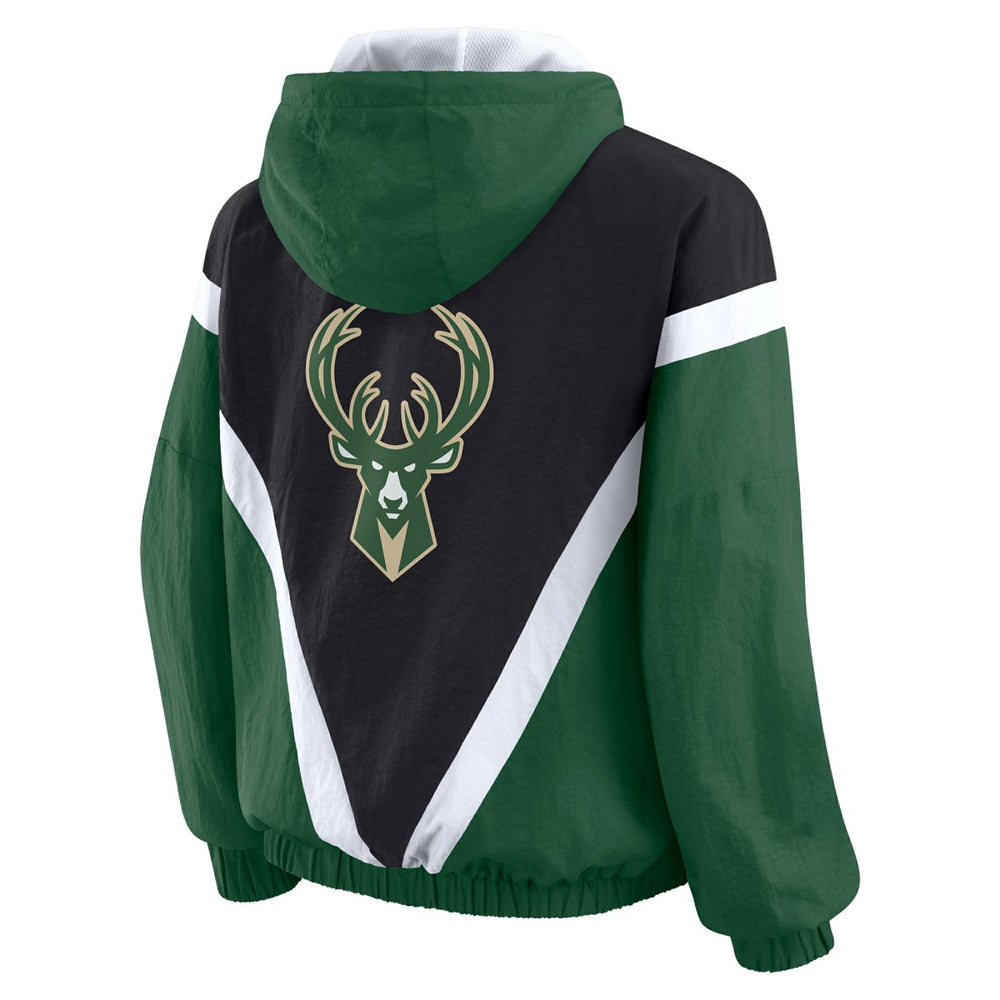 Milwaukee Bucks WEAR by Erin Andrews Women's Colorblock Full-Zip Hoodie Windbreaker Jacket Online
