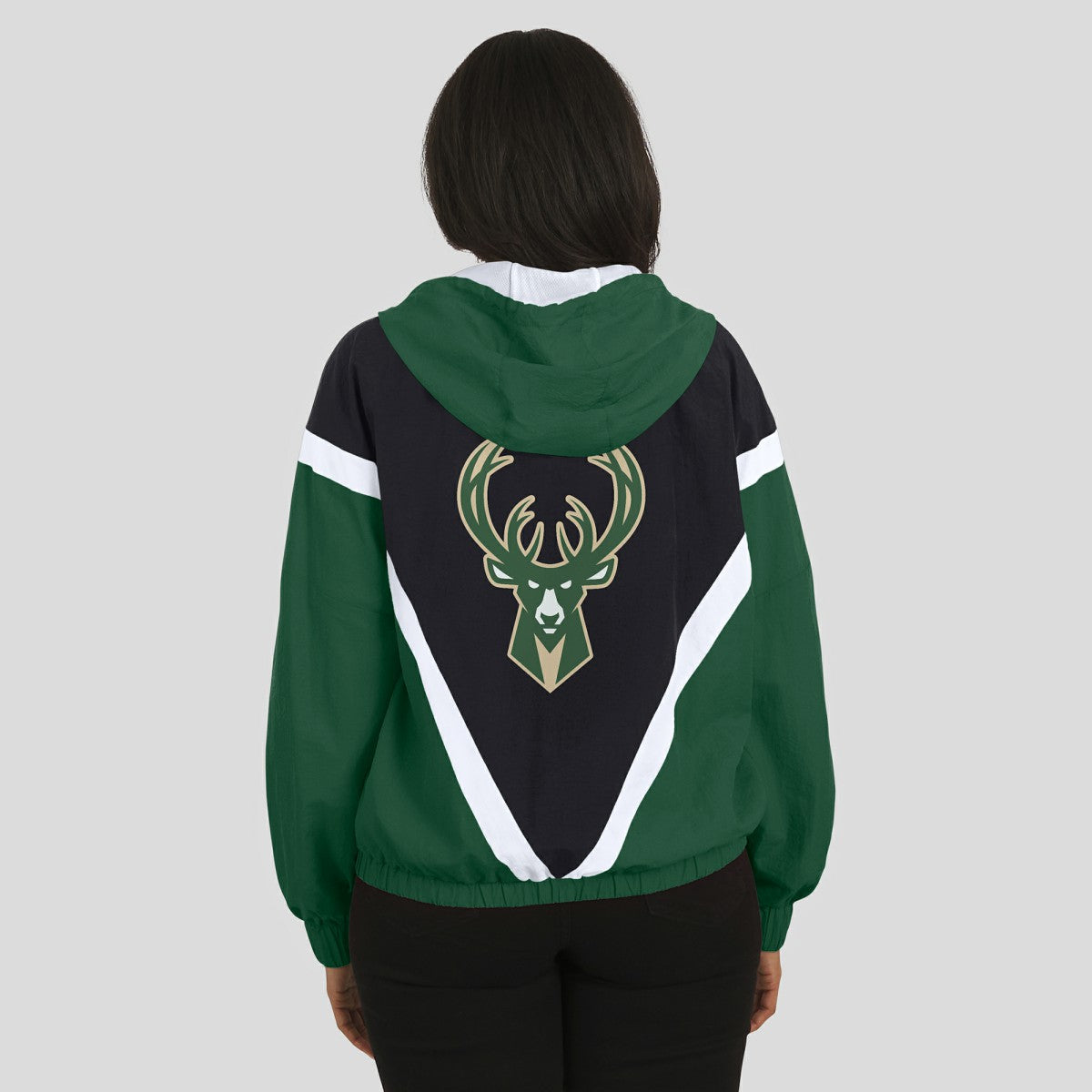 Milwaukee Bucks WEAR by Erin Andrews Women's Colorblock Full-Zip Hoodie Windbreaker Jacket Online