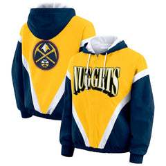 Denver Nuggets WEAR by Erin Andrews Women's Colorblock Full-Zip Hoodie Windbreaker Jacket sale Discount