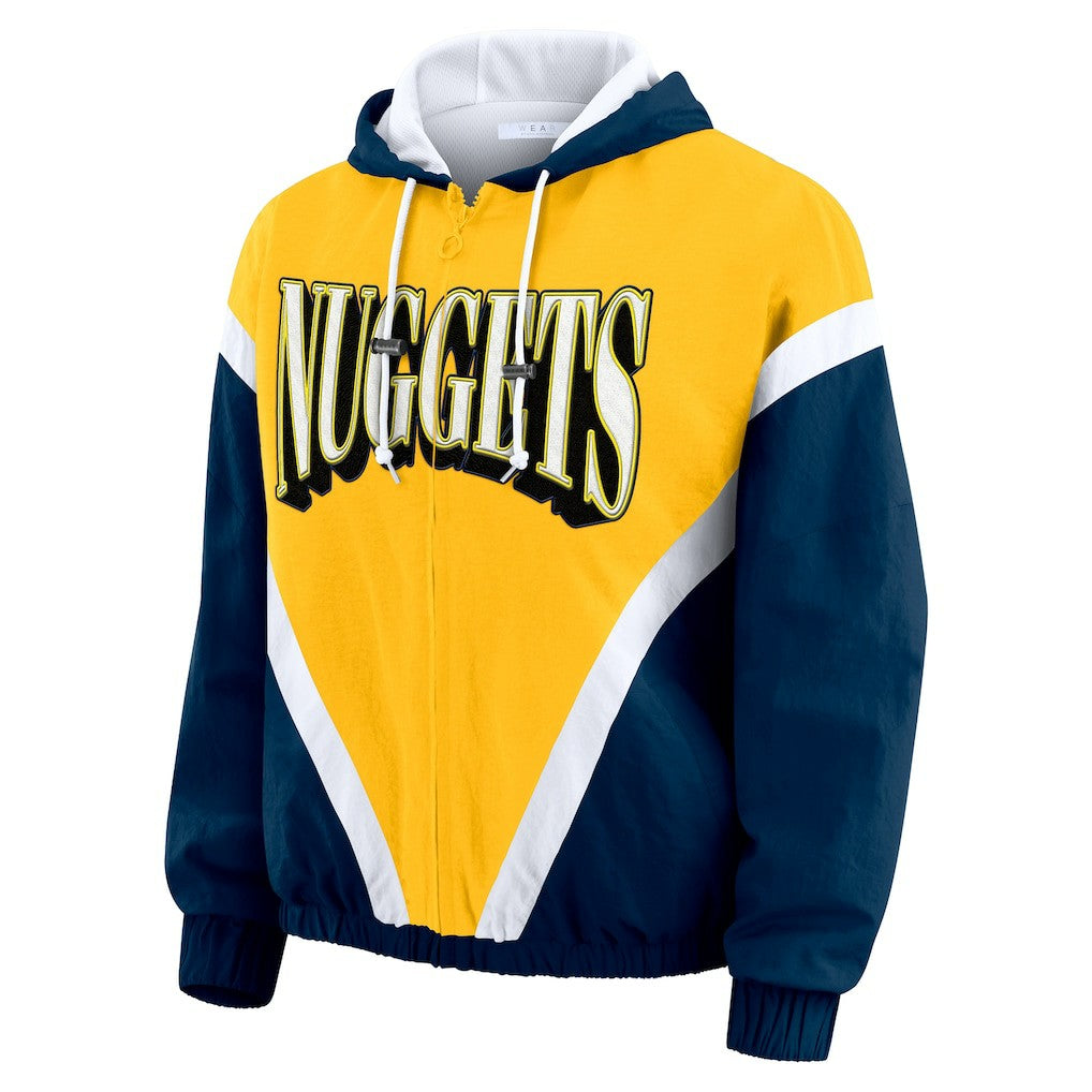 Denver Nuggets WEAR by Erin Andrews Women's Colorblock Full-Zip Hoodie Windbreaker Jacket sale Discount