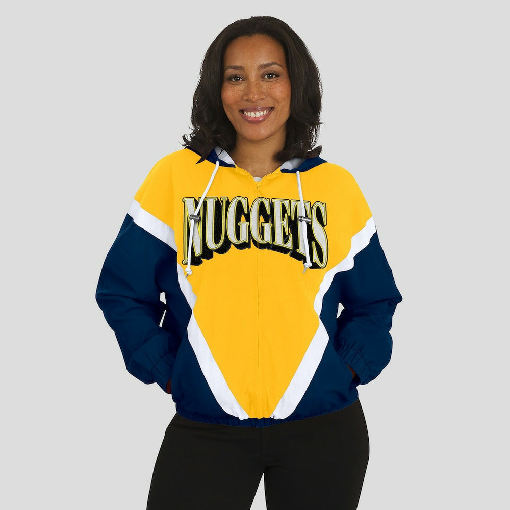 Denver Nuggets WEAR by Erin Andrews Women's Colorblock Full-Zip Hoodie Windbreaker Jacket sale Discount