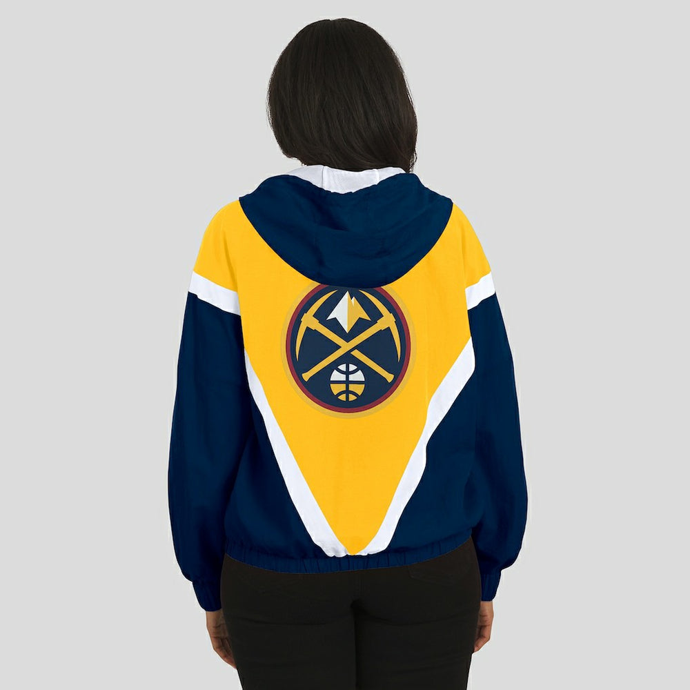 Denver Nuggets WEAR by Erin Andrews Women's Colorblock Full-Zip Hoodie Windbreaker Jacket sale Discount