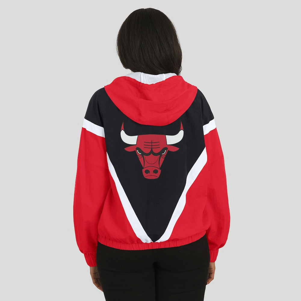 Chicago Bulls WEAR by Erin Andrews Women's Colorblock Full-Zip Hoodie Windbreaker Jacket Online