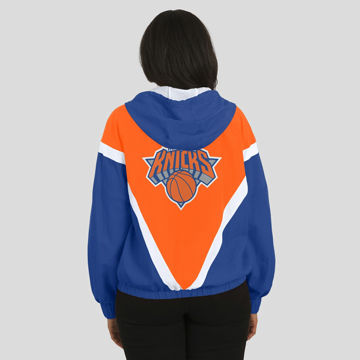 New York Knicks WEAR by Erin Andrews Women's Colorblock Full-Zip Hoodie Windbreaker Jacket Online