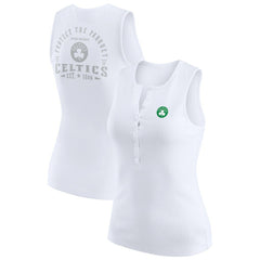Boston Celtics WEAR by Erin Andrews Women's Rib-Knit Henley Tank Top On Sale