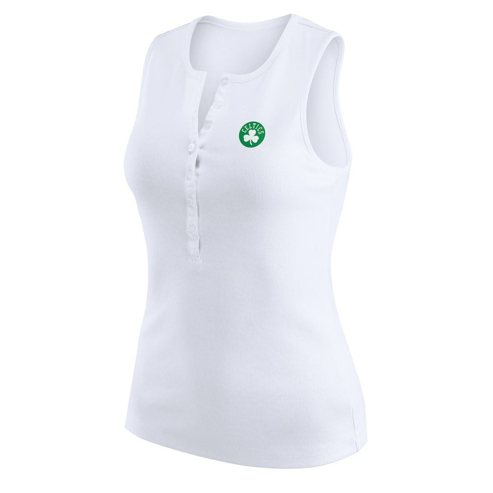 Boston Celtics WEAR by Erin Andrews Women's Rib-Knit Henley Tank Top On Sale