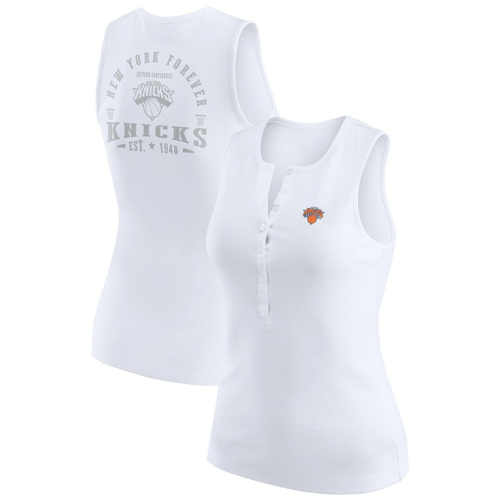 New York Knicks WEAR by Erin Andrews Women's Rib-Knit Henley Tank Top For Sale