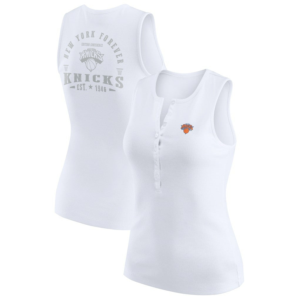 New York Knicks WEAR by Erin Andrews Women's Rib-Knit Henley Tank Top For Sale