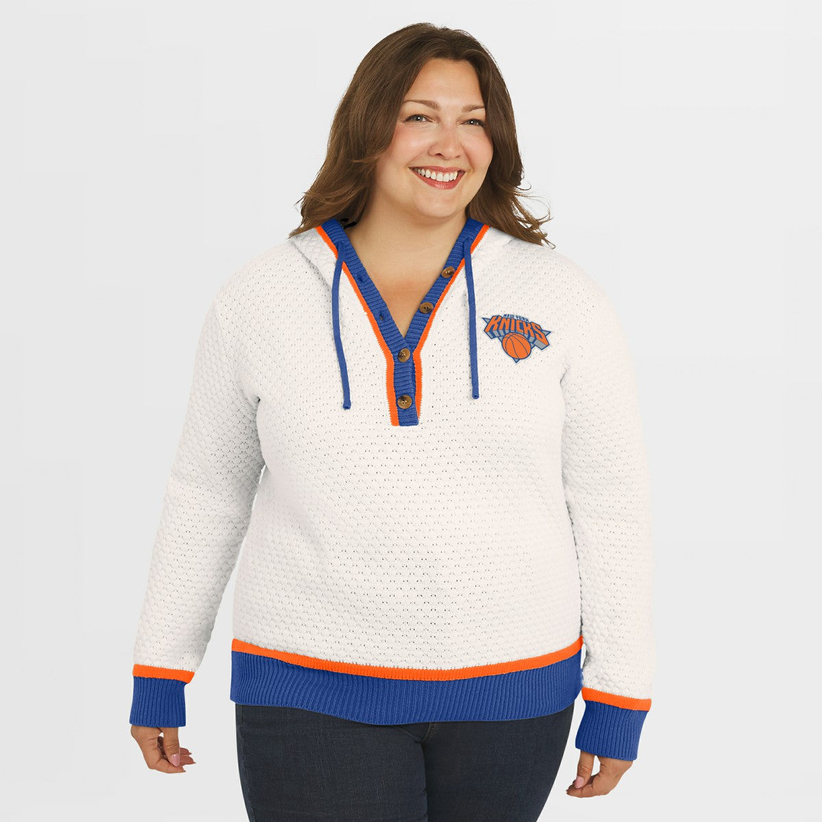 New York Knicks WEAR by Erin Andrews Women's Plus Size Hoodie Sweater Outlet