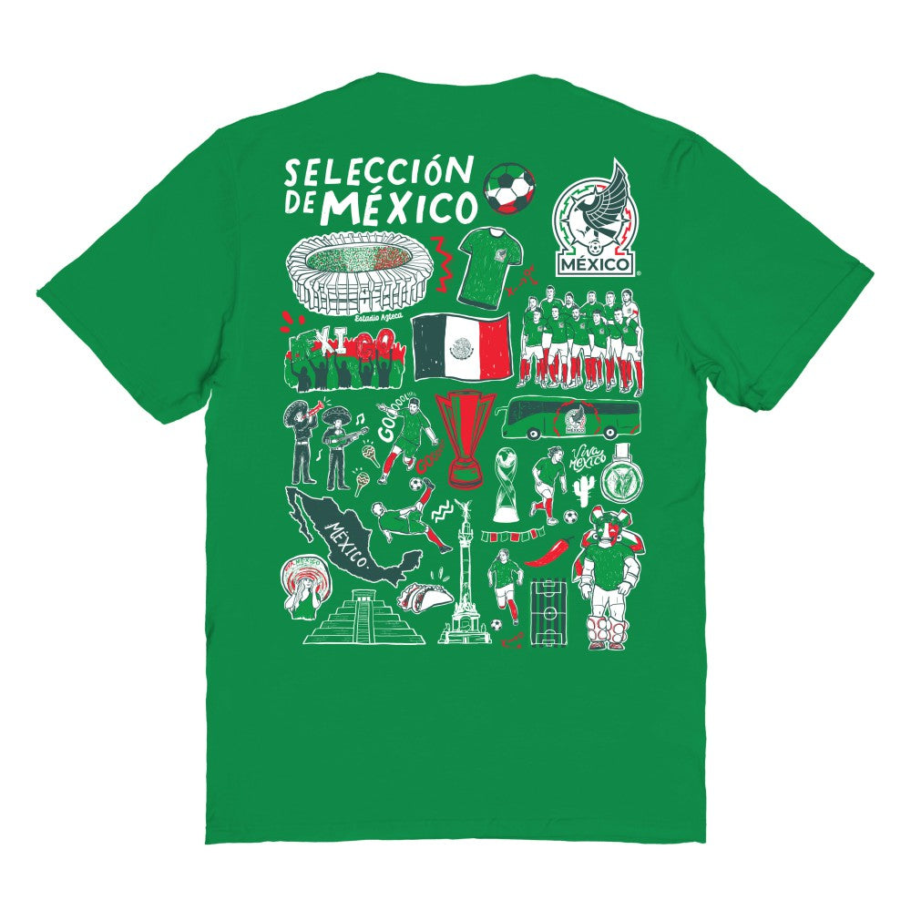Mexico National Team Vive La Fete Women's Impressions Artwork T-Shirt Green