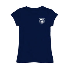 Barcelona Vive La Fete Girls Youth Color Badge Fitted T-Shirt Navy