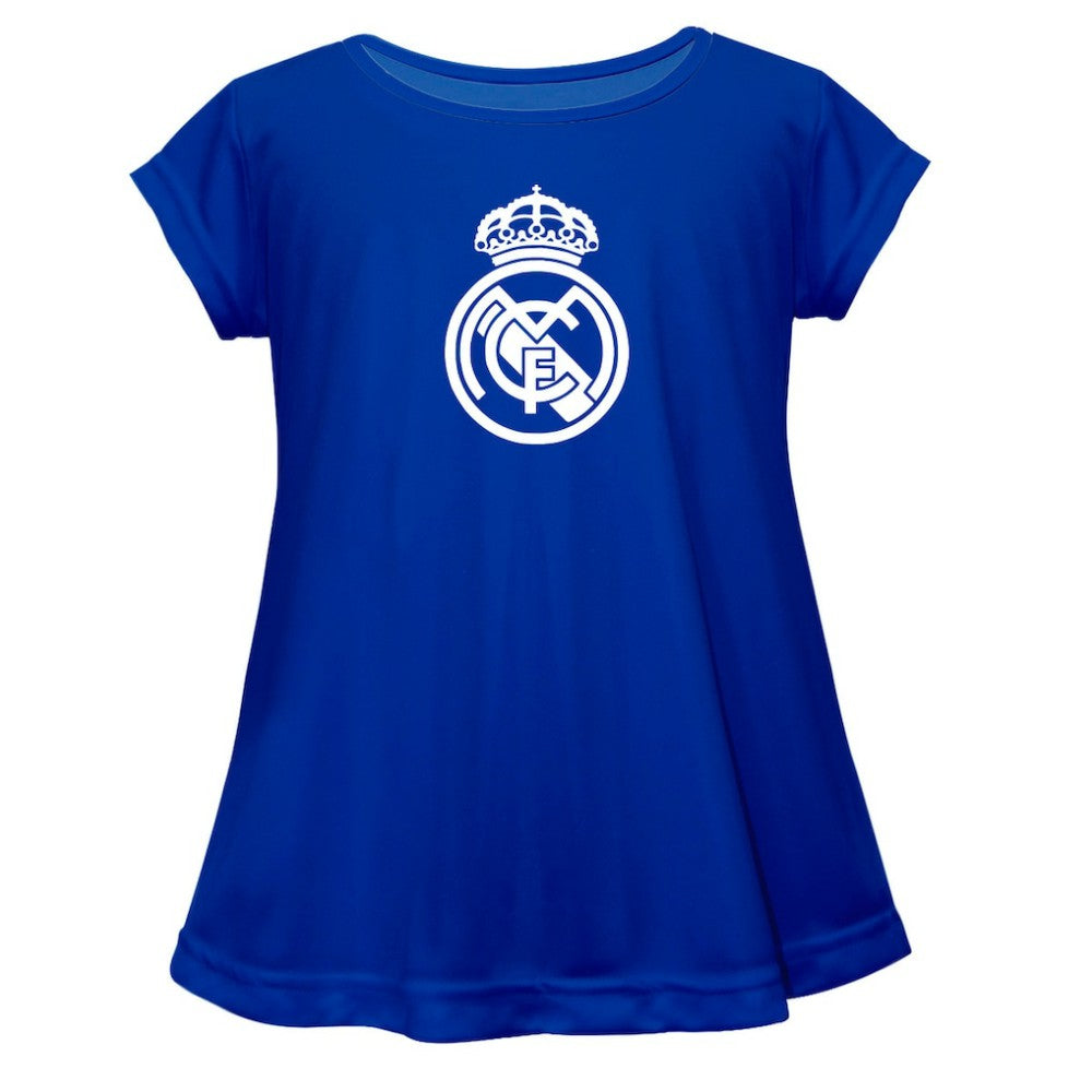 Real Madrid Vive La Fete Girls Youth Color Badge A-Line Top Blue