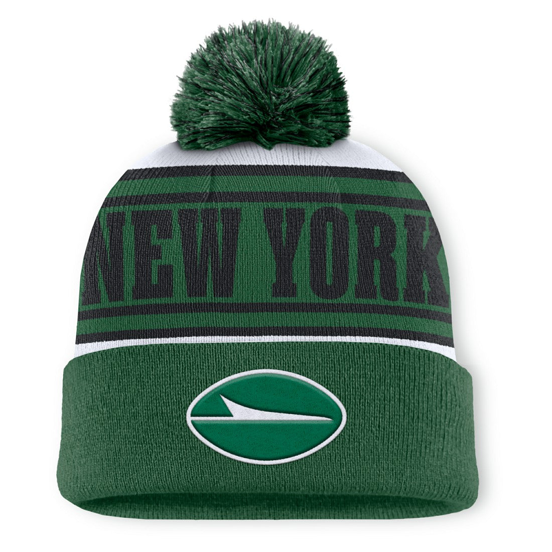 New York Jets Fanatics Center Cuffed Knit Hat with Pom