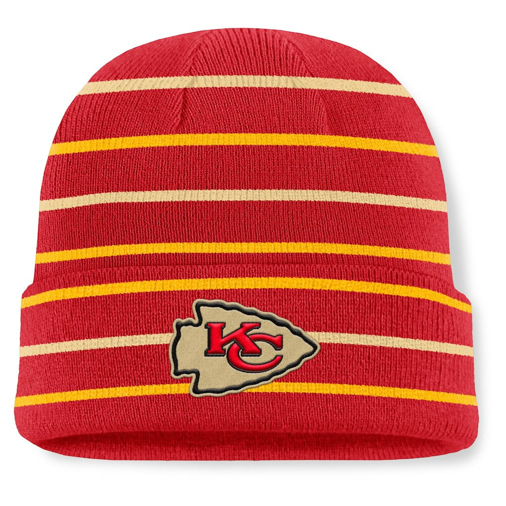 Kansas City Chiefs Fanatics Throwback Yard Lines Cuffed Knit Hat