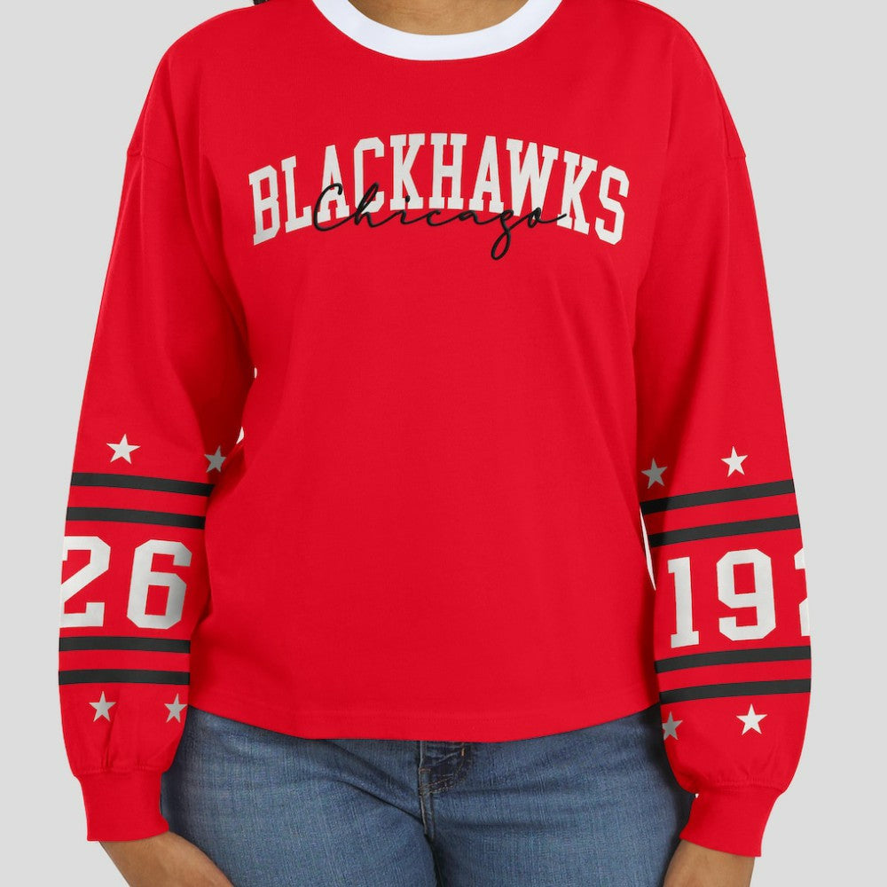 Chicago Blackhawks WEAR by Erin Andrews Women's Long-Sleeve Sport T-Shirt For Sale