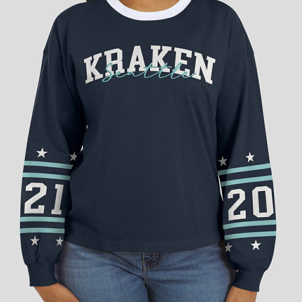 Seattle Kraken WEAR by Erin Andrews Women's Long-Sleeve Sport T-Shirt On Sale