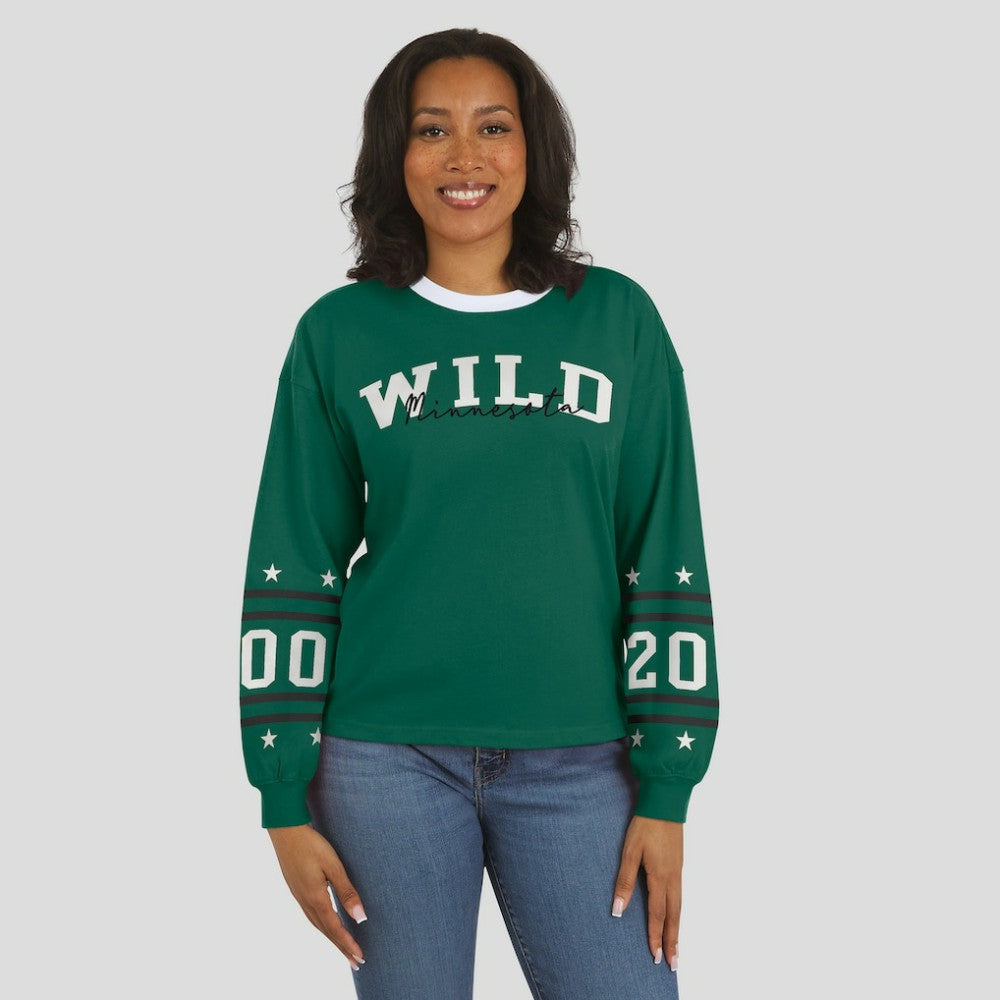 Minnesota Wild WEAR by Erin Andrews Women's Long-Sleeve Sport T-Shirt For Sale