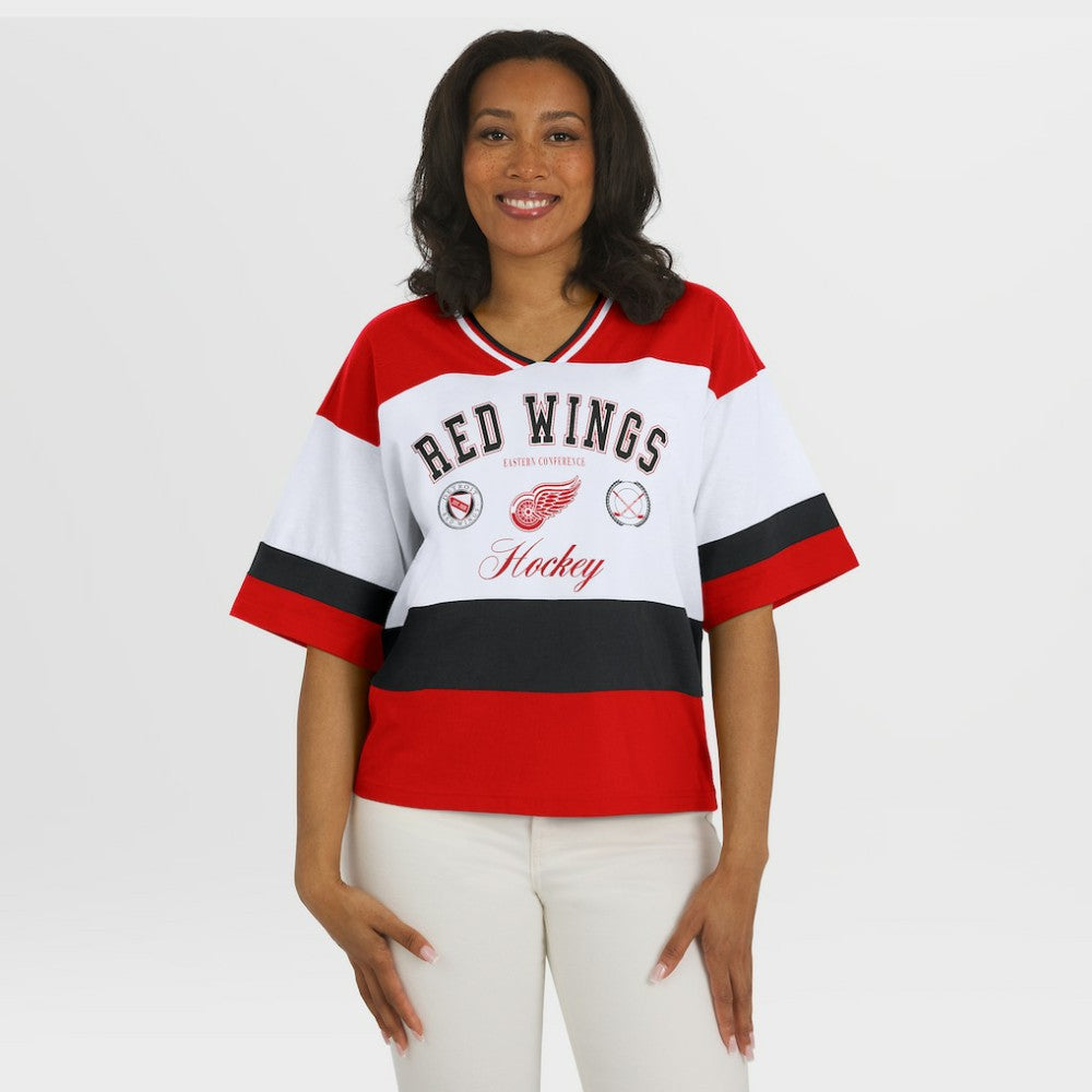 Detroit Red Wings WEAR by Erin Andrews Women's Jersey Style Tee On Sale