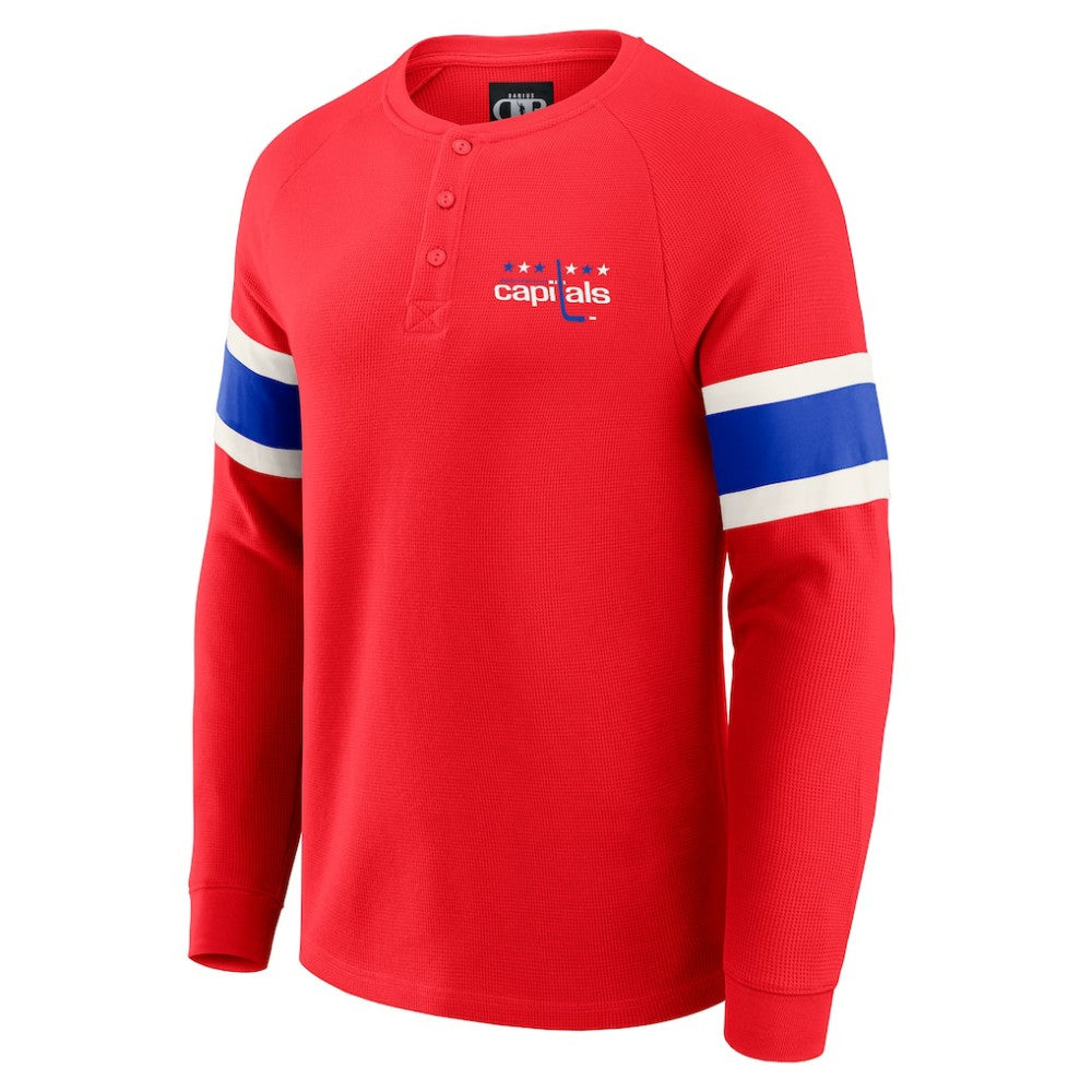 Washington Capitals Darius Rucker Collection by Fanatics Waffle-Knit Raglan Long Sleeve Henley T-Shirt Outlet