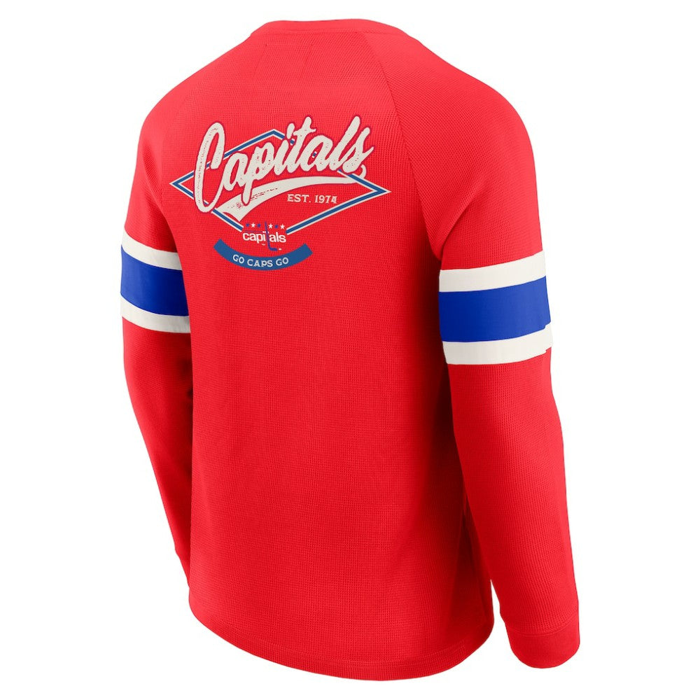 Washington Capitals Darius Rucker Collection by Fanatics Waffle-Knit Raglan Long Sleeve Henley T-Shirt Outlet