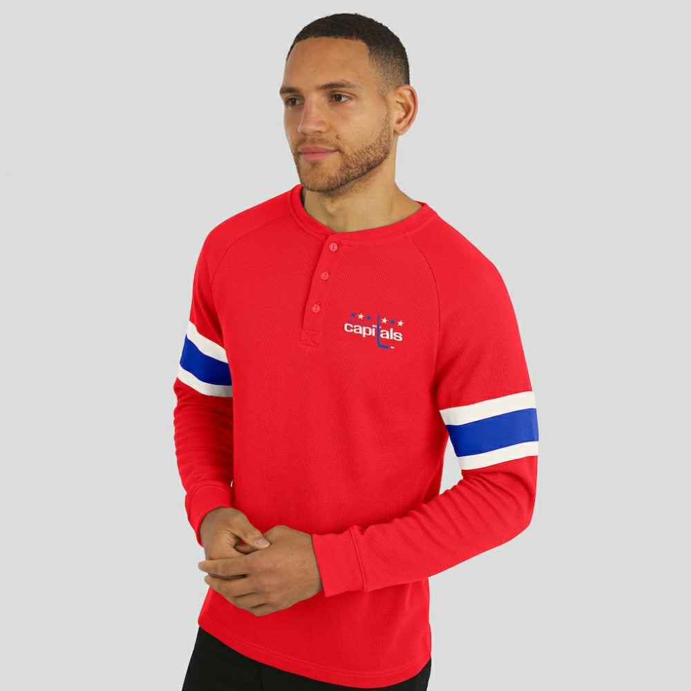 Washington Capitals Darius Rucker Collection by Fanatics Waffle-Knit Raglan Long Sleeve Henley T-Shirt Outlet