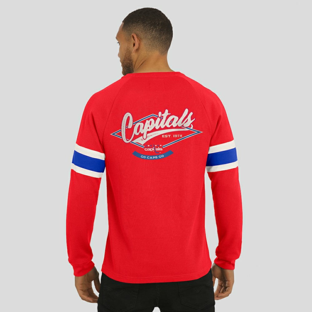 Washington Capitals Darius Rucker Collection by Fanatics Waffle-Knit Raglan Long Sleeve Henley T-Shirt Outlet
