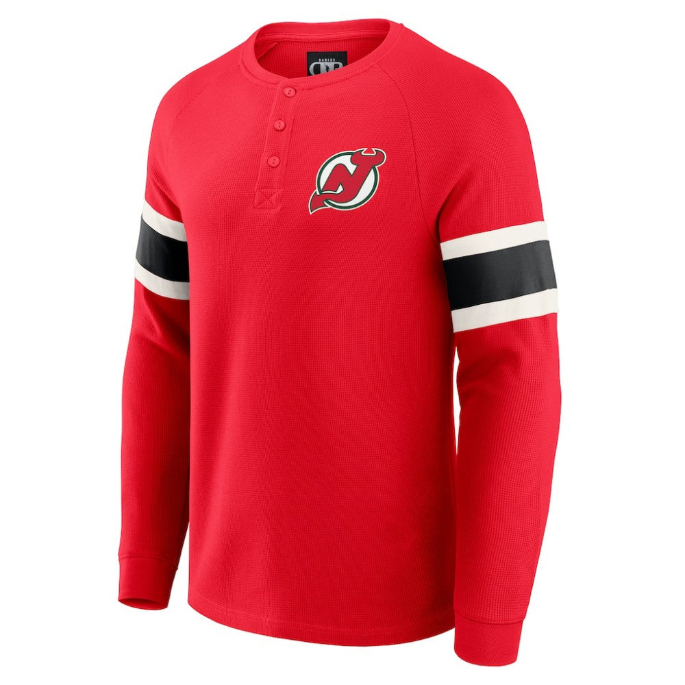 New Jersey Devils Darius Rucker Collection by Fanatics Waffle-Knit Raglan Long Sleeve Henley T-Shirt Discount