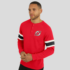 New Jersey Devils Darius Rucker Collection by Fanatics Waffle-Knit Raglan Long Sleeve Henley T-Shirt Discount