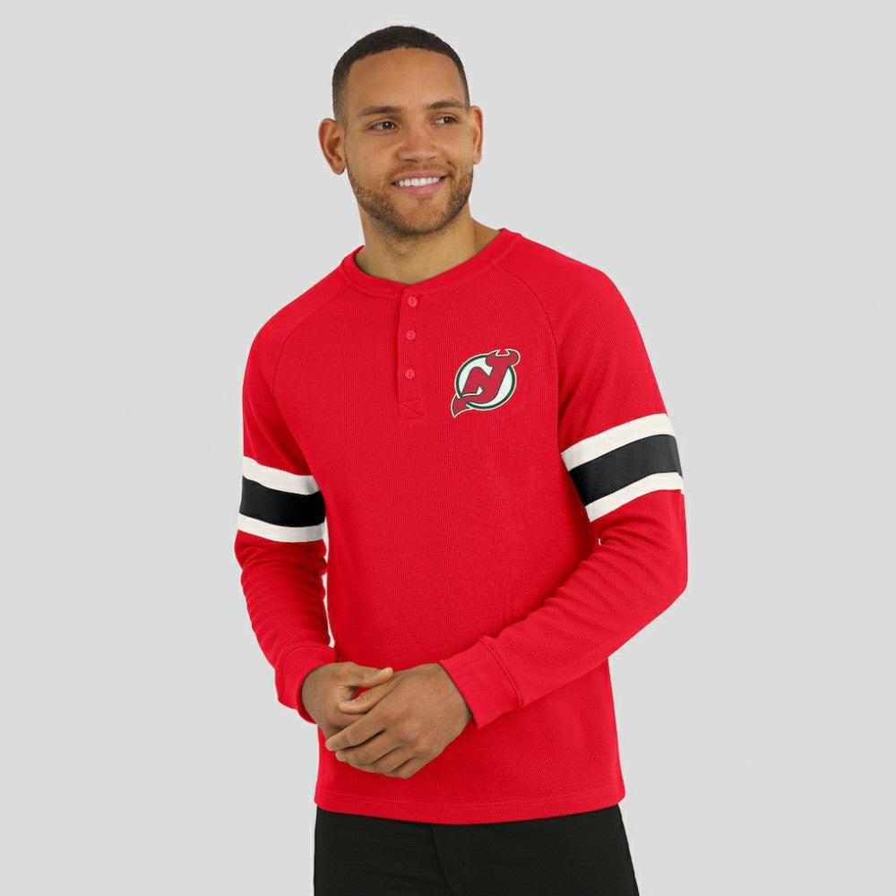 New Jersey Devils Darius Rucker Collection by Fanatics Waffle-Knit Raglan Long Sleeve Henley T-Shirt Discount