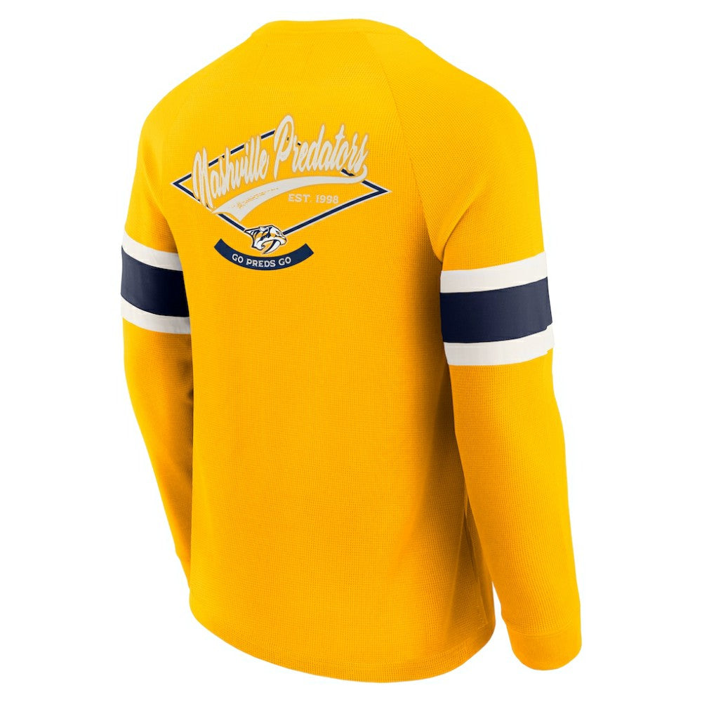 Nashville Predators Darius Rucker Collection by Fanatics Waffle-Knit Raglan Long Sleeve Henley T-Shirt Sale