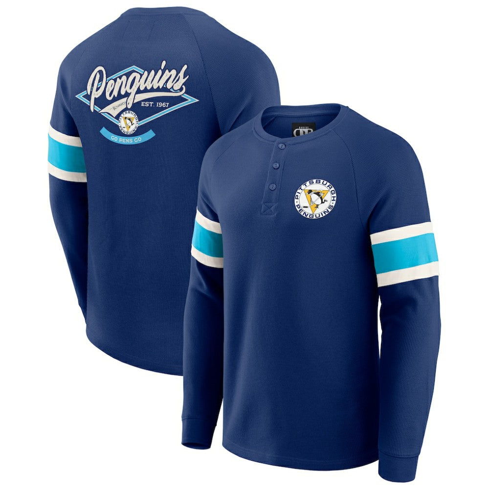 Pittsburgh Penguins Darius Rucker Collection by Fanatics Waffle-Knit Raglan Long Sleeve Henley T-Shirt Discount