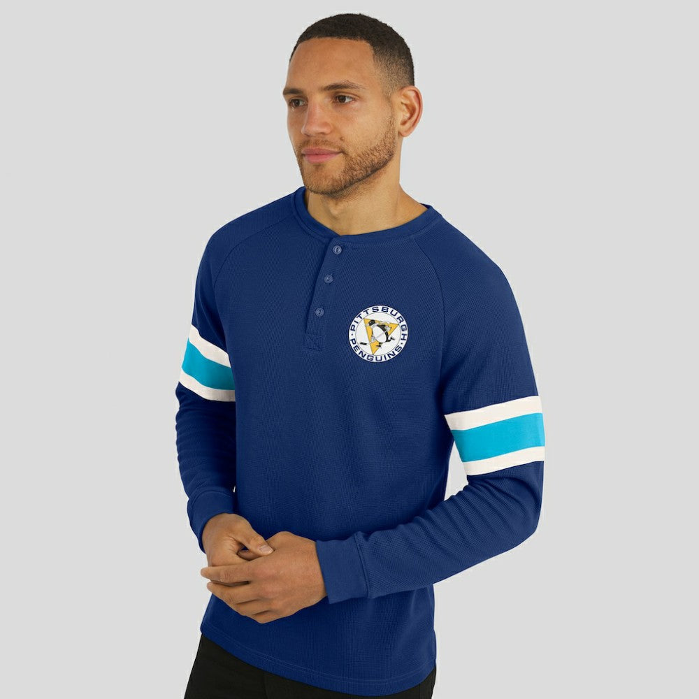 Pittsburgh Penguins Darius Rucker Collection by Fanatics Waffle-Knit Raglan Long Sleeve Henley T-Shirt Discount