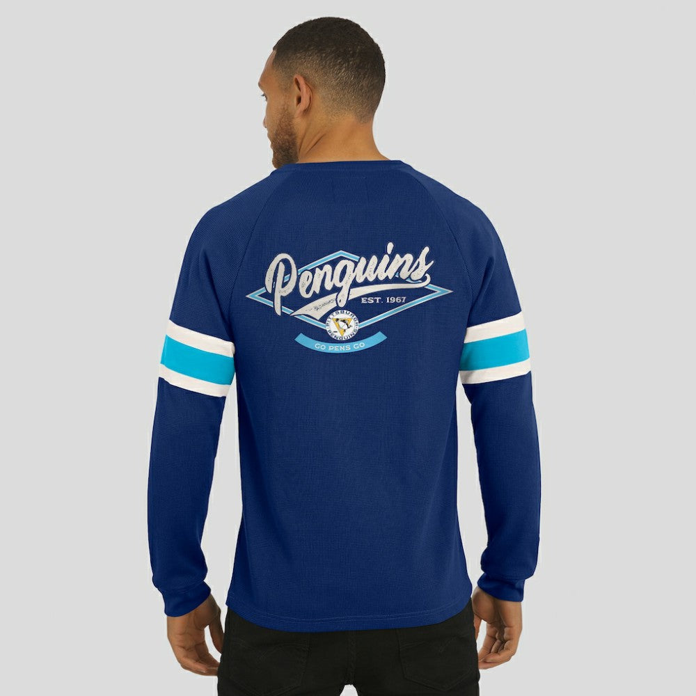 Pittsburgh Penguins Darius Rucker Collection by Fanatics Waffle-Knit Raglan Long Sleeve Henley T-Shirt Discount