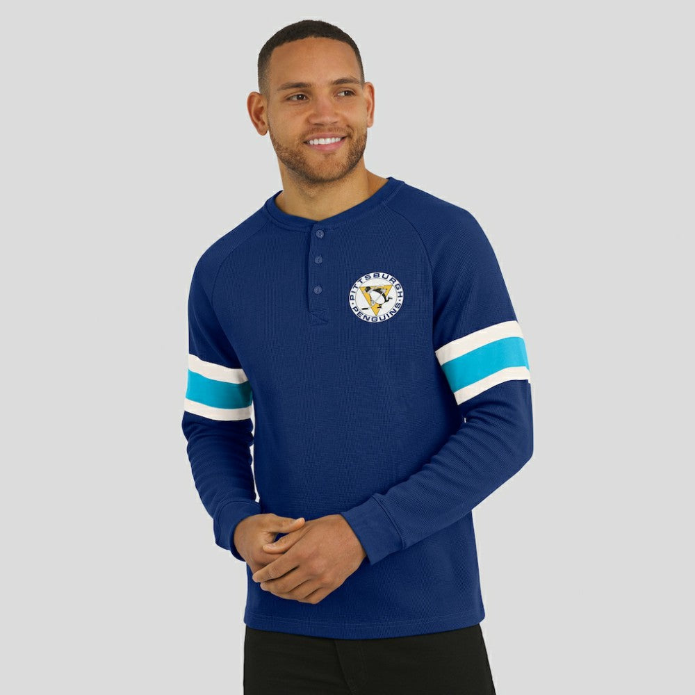 Pittsburgh Penguins Darius Rucker Collection by Fanatics Waffle-Knit Raglan Long Sleeve Henley T-Shirt Discount