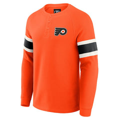 Philadelphia Flyers Darius Rucker Collection by Fanatics Waffle-Knit Raglan Long Sleeve Henley T-Shirt Outlet