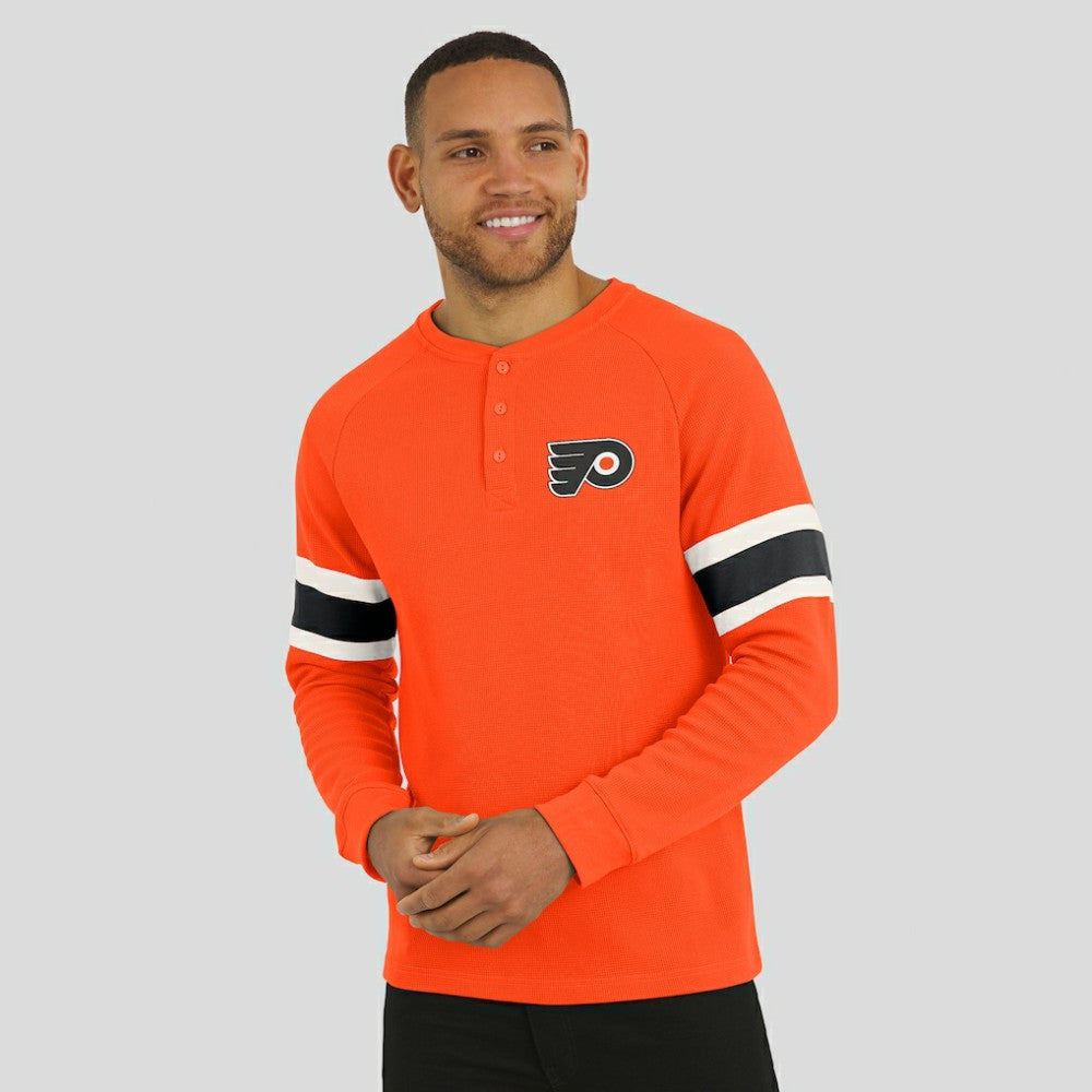 Philadelphia Flyers Darius Rucker Collection by Fanatics Waffle-Knit Raglan Long Sleeve Henley T-Shirt Outlet