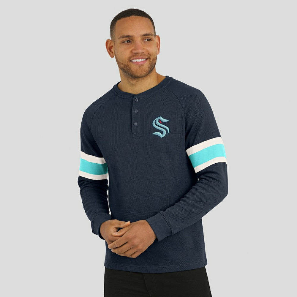 Seattle Kraken Darius Rucker Collection by Fanatics Waffle-Knit Raglan Long Sleeve Henley T-Shirt Online