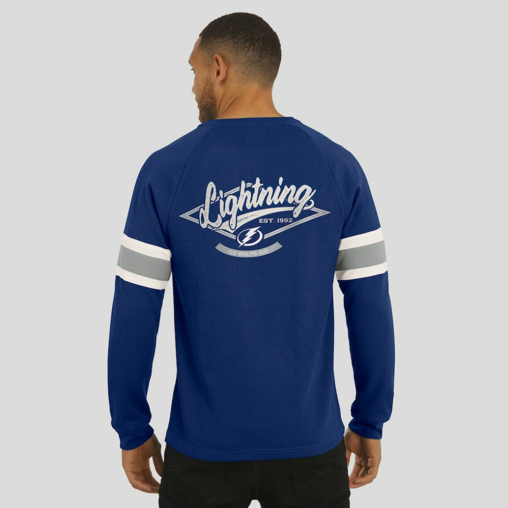 Tampa Bay Lightning Darius Rucker Collection by Fanatics Waffle-Knit Raglan Long Sleeve Henley T-Shirt For Sale